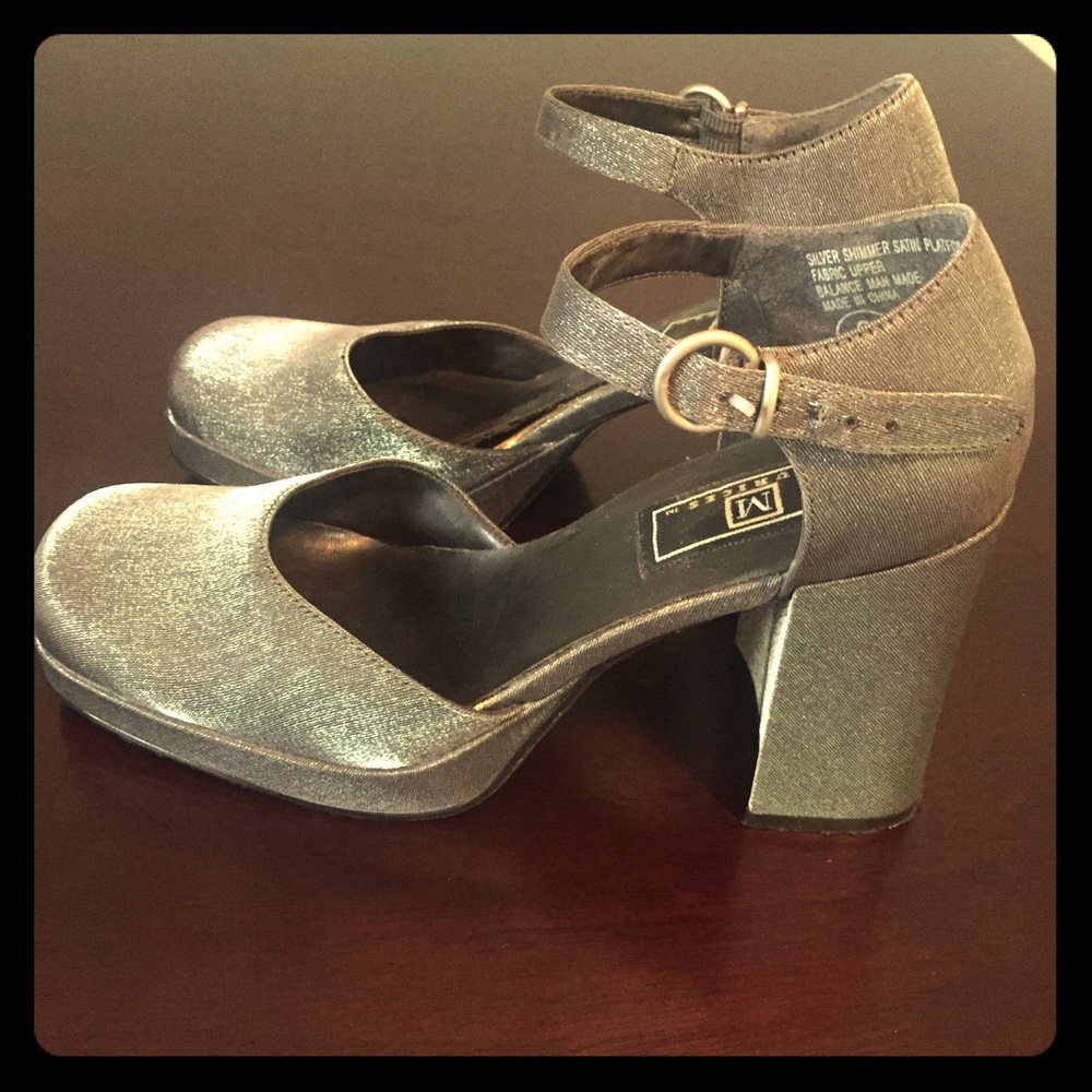 Silver Shimmer Satin Platform